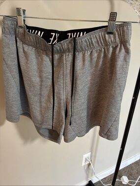 Nike Gray Athletic Shorts with Black Drawstring